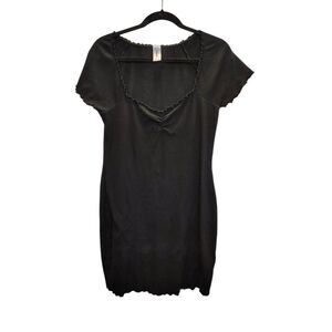 Abound Nordstrom Women's Large Black Ruched Sweetheart Neck Fitted Mini Dress